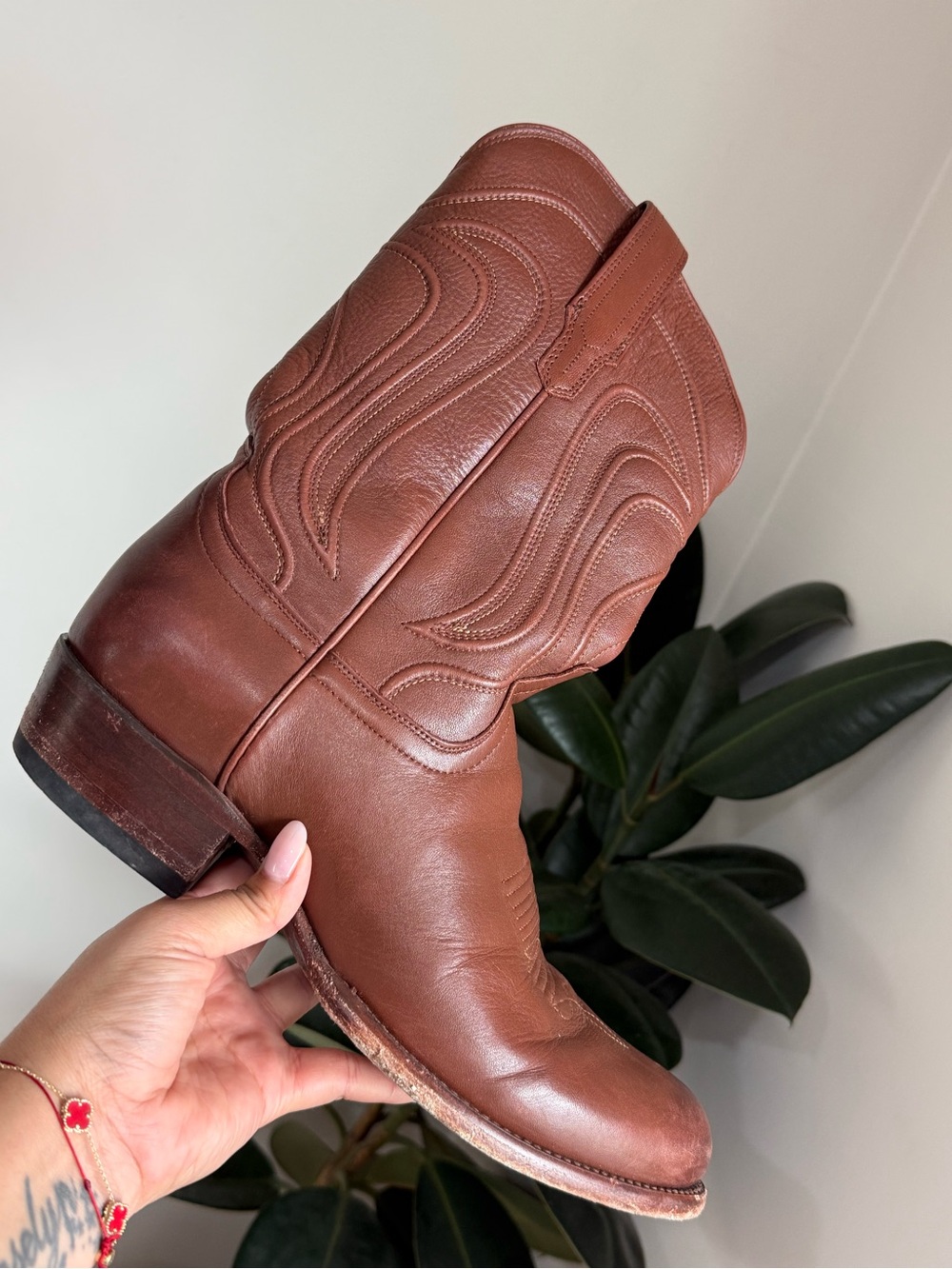 Tecovas Brown Leather Western Cowboy Boots Men’s Size 10 D Handmade Mexico